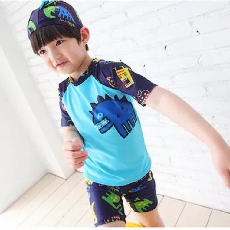 Bộ bơi kèm mũ cho bé trai Kids Fashion, đồ bơi bé trai kèm mũ 10kg-22kg Mun Kids