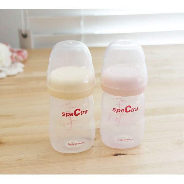 Bộ 2 bình trữ sữa cổ rộng 160ml + 2 núm ti size M (cho bé từ 3 đến 7 tháng tuổi) không BPA SPECTRA (Hàn Quốc)