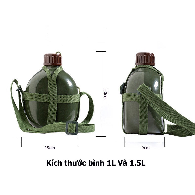 Bình Tông Nhôm Xanh Truyền Thống Đựng Nước Dung Tích 1,2L Tiện Dụng , Chất Liệu Vỏ Nhôm An Toàn Dây Đeo