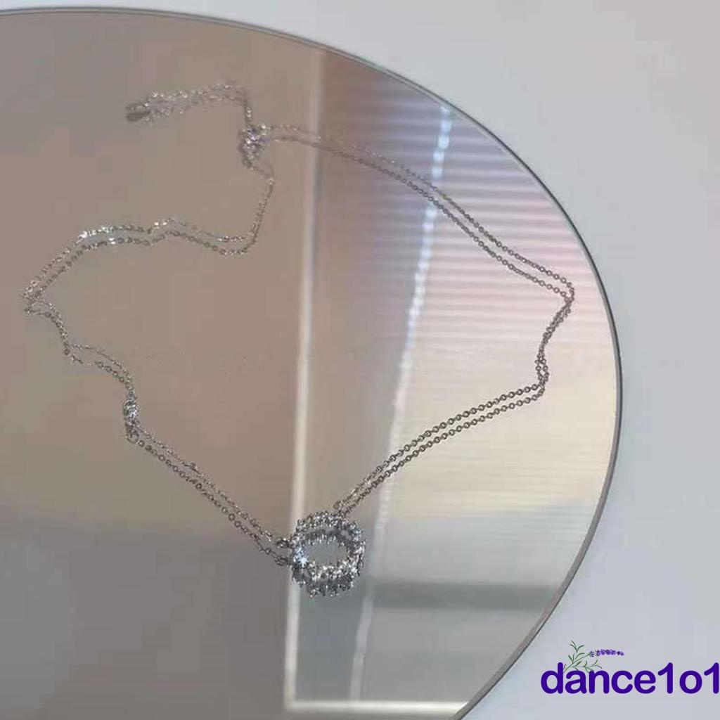 Vòng cổ mặt tròn nhỏ đính đá kim cương nhân tạo cho nữ