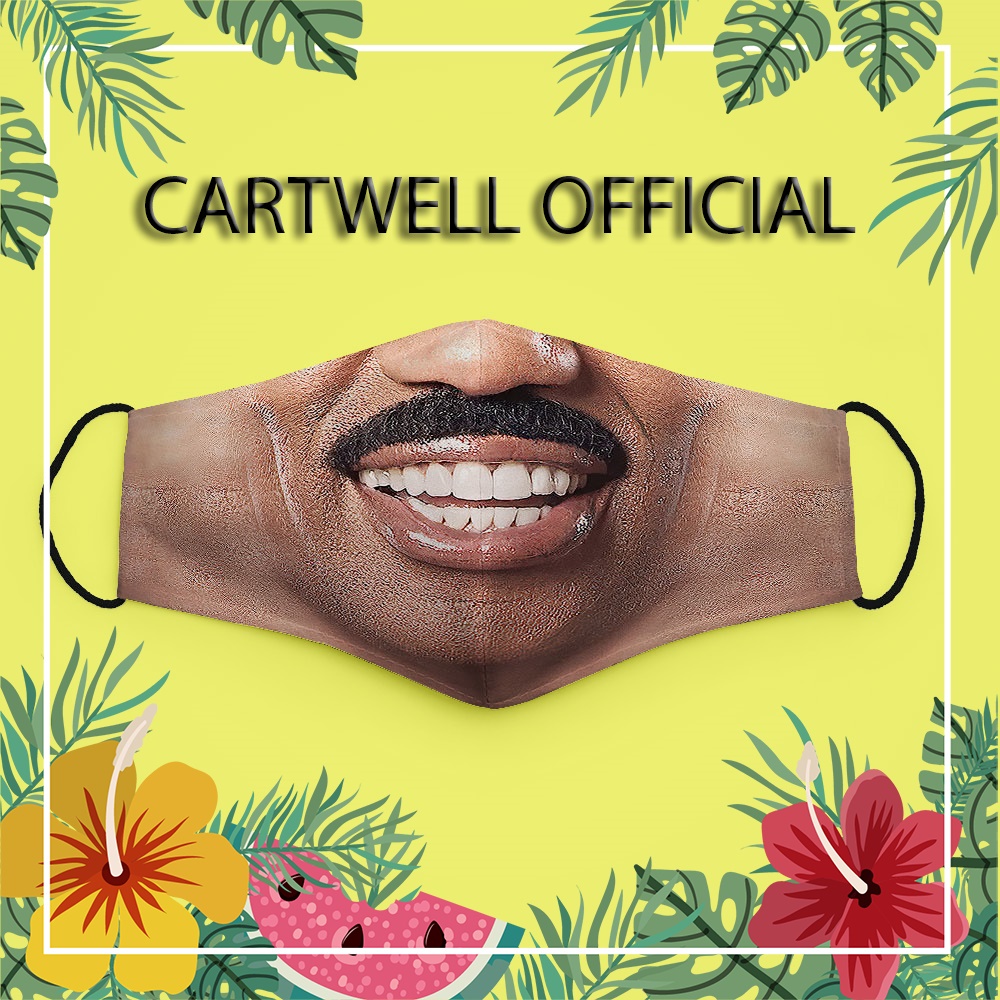 Khẩu trang 3d hình mặt cười mồm hàm răng chế in mặt người 128 CARTWELL chống nắng chất liệu vải mềm phòng ô nhiễm thoáng
