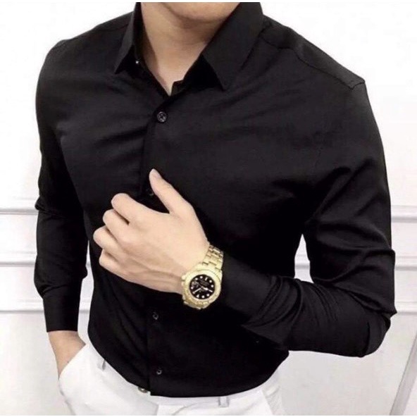 Áo sơ mi nam dài tay ZARA màu ĐEN vải lụa cao cấp chống nhăn - LỊCH LÃM QUÝ ÔNG