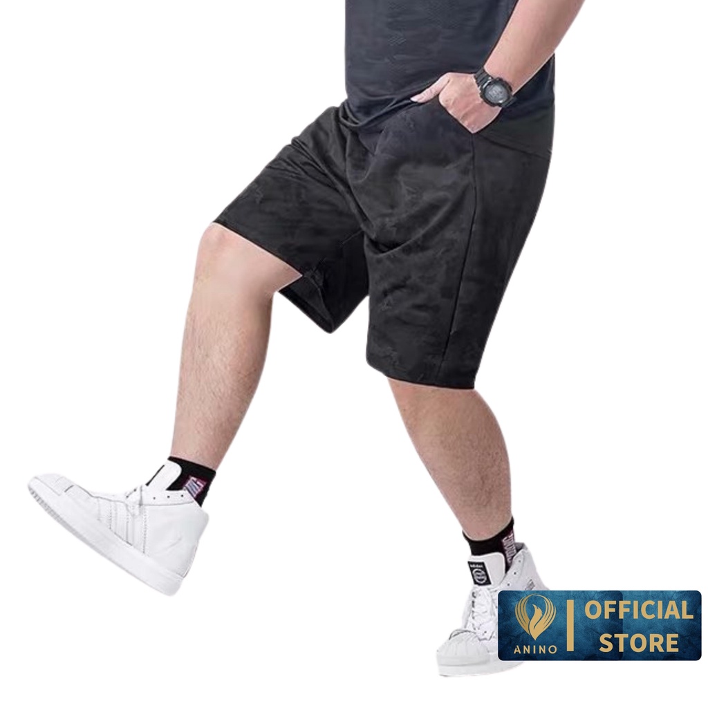 Quần short nam big size, Quần đùi nam big size thể thao Vải Thun In Họa Tiết Rằn Ri Co Dãn cho người từ 80-130kg