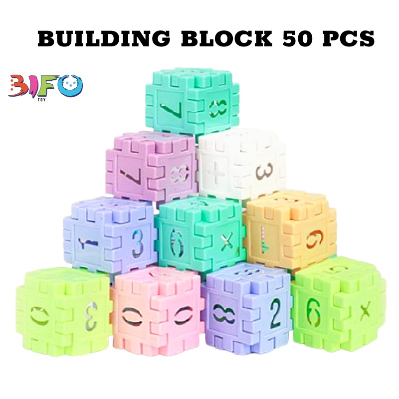 Bộ 50 khối nhựa xây dựng Building block 4x4cm siêu thú vị cho bé