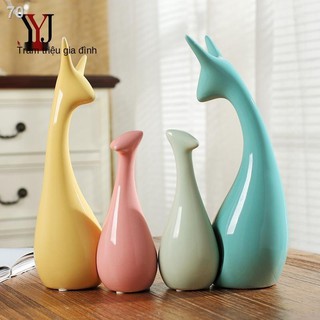 Tượng gia đình hươu bằng gốm trang trí nhà cửa