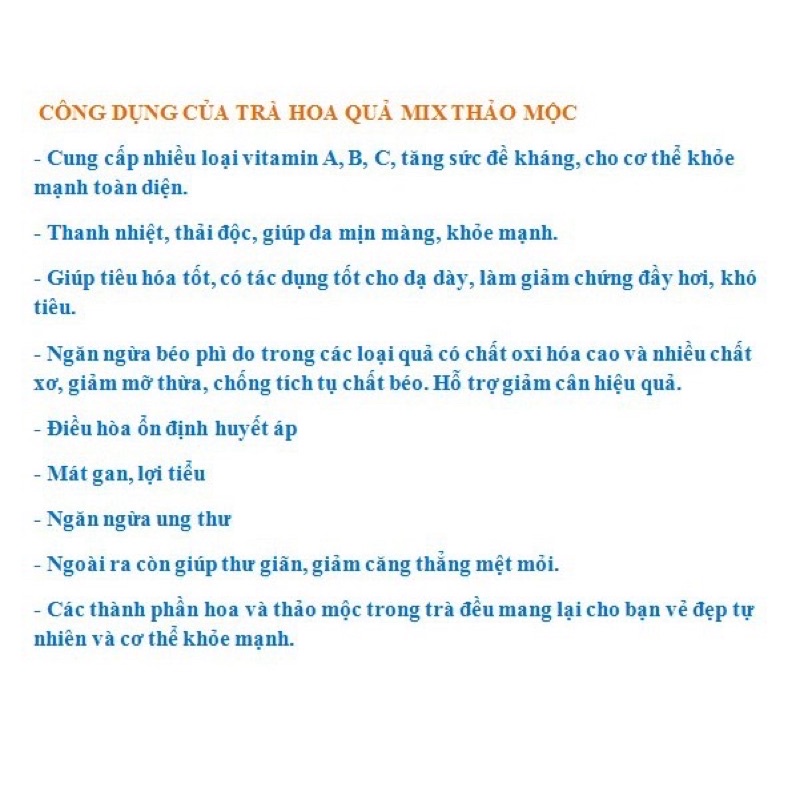 Set 30 goi Trà detox hoa quả khô giảm cân