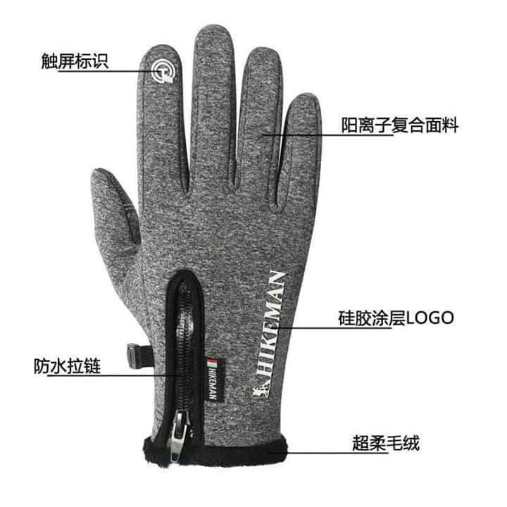 Găng tay chống nước lót nỉ Hikeman cao cấp giữ ấm cảm ứng điện thoại - Găng tay phượt thủ
