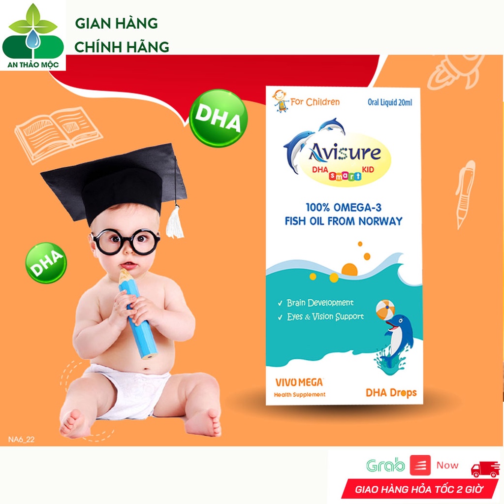 Siro Nhỏ Giọt Avisure Dha Smart Kids Giúp Bé Phát Triển Trí Não Thị Lực Toàn Diện.Chai 20ml