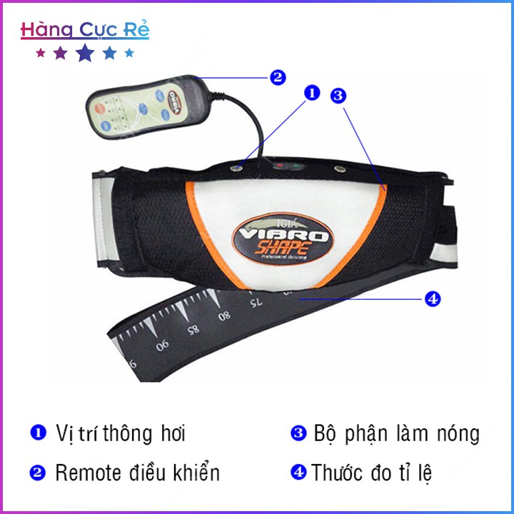 Đai massage cao cấp Vibro Shape có remote điều khiển Freeship Đai rung vận động giảm mỡ-Shop Hàng Cực Rẻ