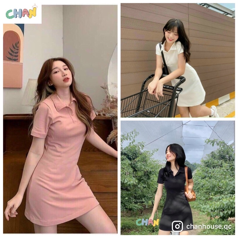 Đầm Polo Nữ Trơn 3 Nhiều Màu Ulzzang Hàn Quốc