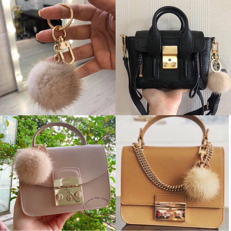 Charm Bông 6cm treo túi lông thỏ  treo túi xách cao cấp