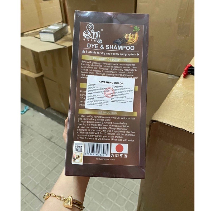 Dầu Gội Thảo Dược Phủ Tóc Bạc Nhân Sâm Sin Hair 500ml hàng chuẩn cty 100% | BigBuy360 - bigbuy360.vn