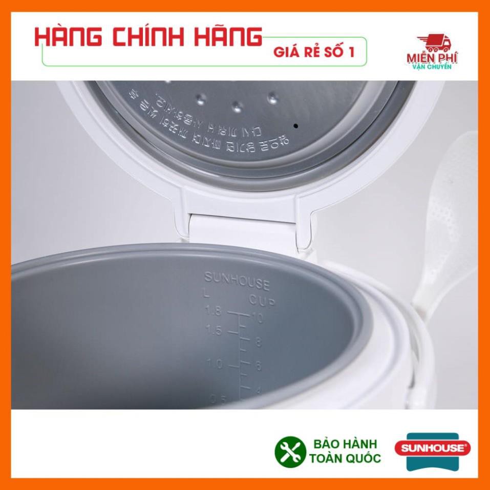 Nồi cơm điện Sunhouse Mama 1.8 lít SHD 8661, nồi cơm Sunhouse đỏ trắng, chống dính, nấu cơm ngon và mềm.