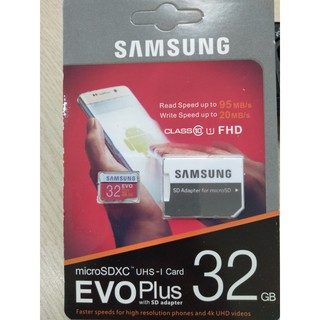 Thẻ Nhớ Micro SD Samsung Evo Plus U1 32GB Class 10 - 95MB/s (Kèm Adapter)