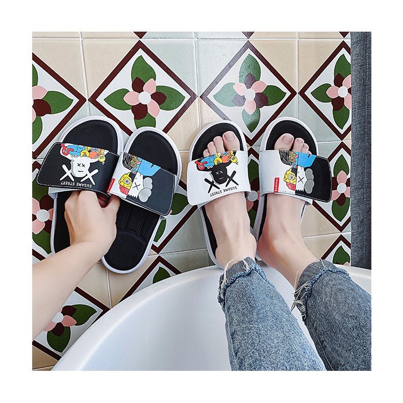 Dép nam nữ quai ngang họa tiết hoạt hình ssumee ngộ nghĩ đế êm , Dép đôi thời trang