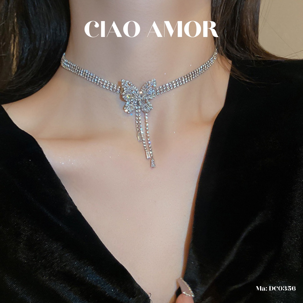 Choker đính đá, Chocker nữ, Dây chuyền đính đá dự tiệc sang trọng cánh dây xuống Trang sức Ciao Amor - DC0356