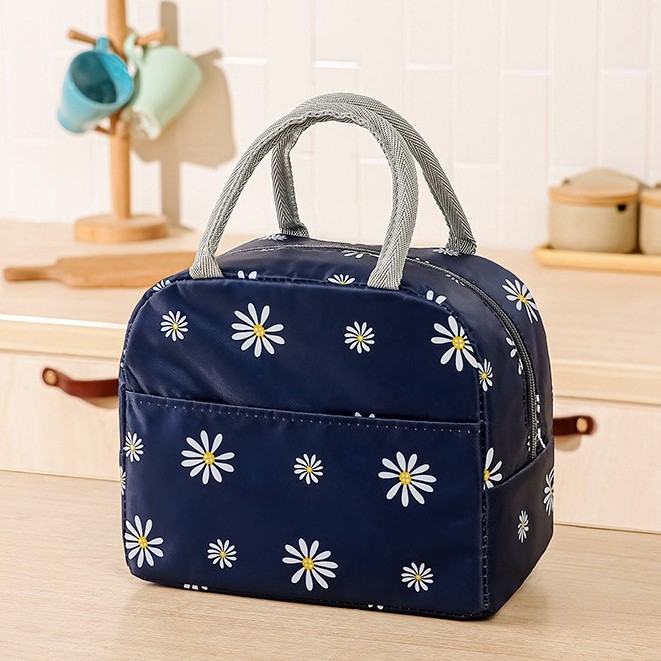 Túi đựng cơm cao cấp khoá kéo, 2 ngăn, vải Oxford (size 21x11x19 cm)