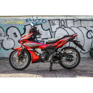 Tem xe Winner X thiết kế Slider new candy đỏ bạc đen