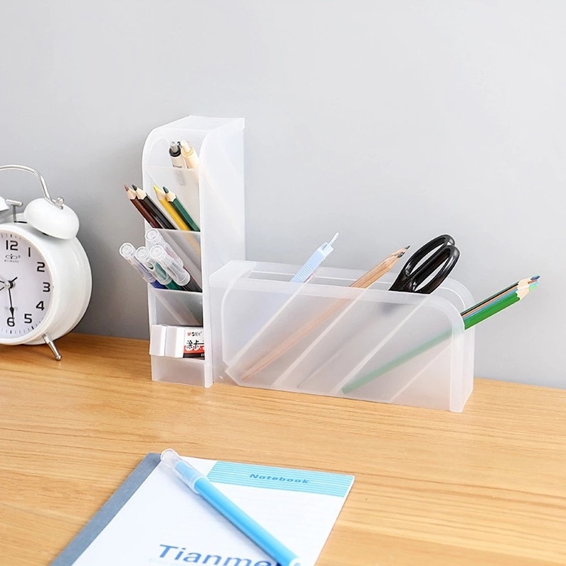 Giá đựng bút/ cọ trang điểm nhiều ngăn xiên riêng biệt trong suốt sáng tạo