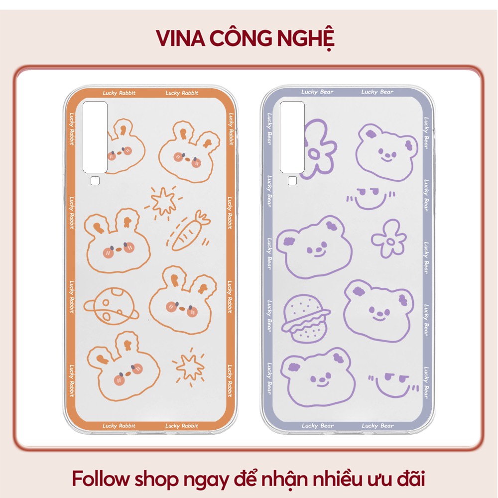 Ốp lưng Samsung A10/A10S/A51/A32/A12/....Silicone dẻo trong viền bảo vệ camera hình Lucky Bear