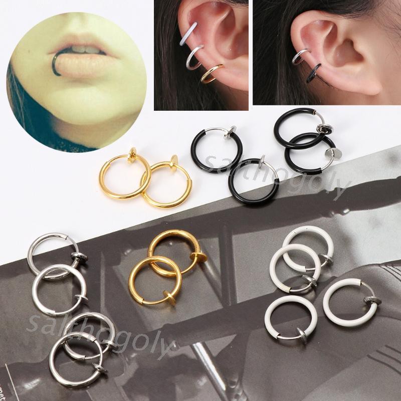 Bộ 4 Khuyên Xỏ Mũi / Môi / Tai Thiết Kế Không Cần Xỏ Lỗ Tiện Dụng