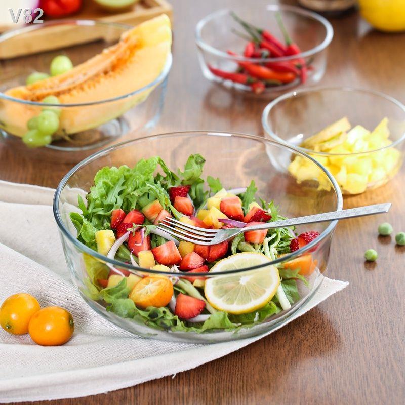 ❧۩☒Bát thủy tinh táo xanh salad chịu nhiệt trái cây lớn trong suốt mì ăn liền và phở đĩa bộ đồ gia đình