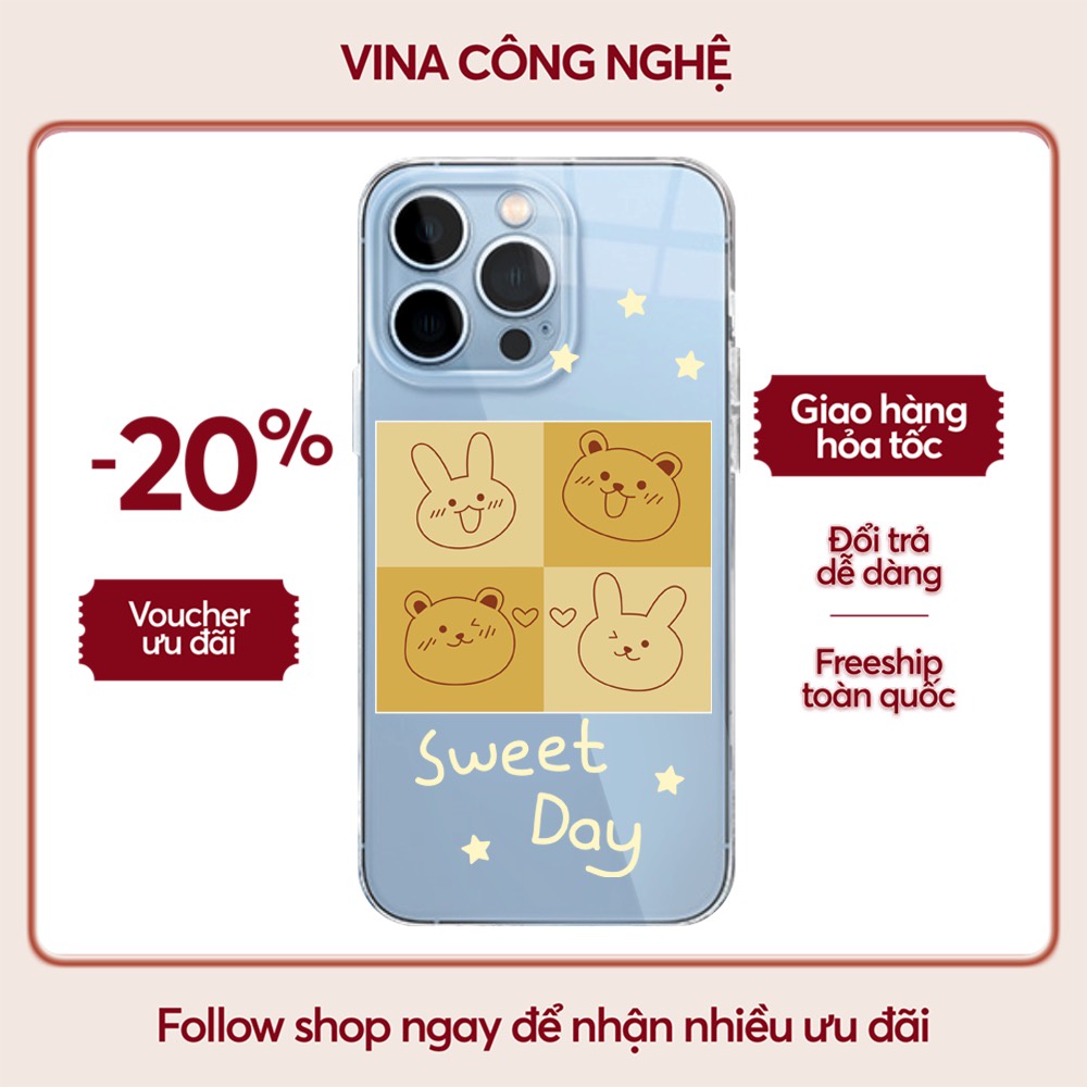 Ốp lưng Vsmart Joy 3/Joy 4/Bee 3/...Silicone dẻo trong viền bảo vệ camera hình Gấu Thỏ