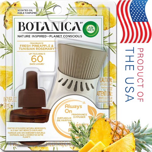 [USA] Bộ Tinh Dầu Cắm Điện Airwick Botanica Fresh Pineapple Hương Dứa Và Lá Cỏ Thảo 20mlx2