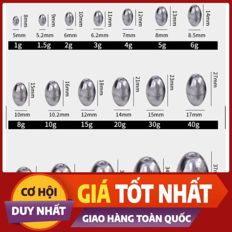 Chì câu cá xuyên tâm đủ size - đồ câu phía bắc
