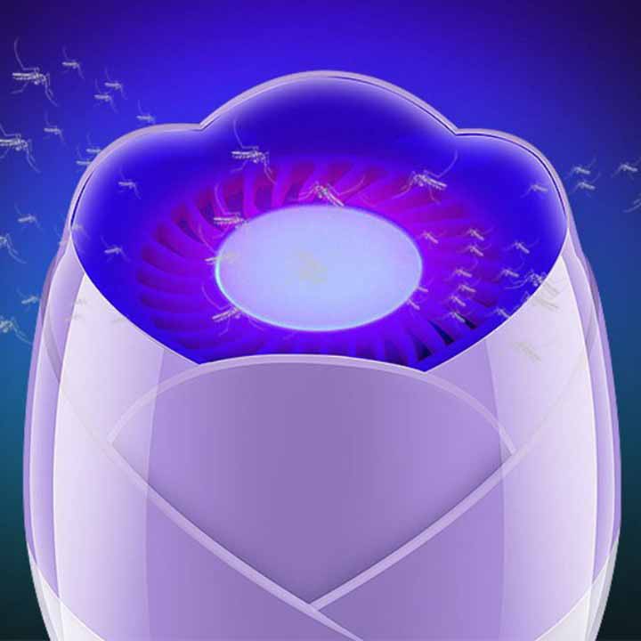 Đèn bắt muỗi hình hoa sen kiêm đèn ngủ thông minh