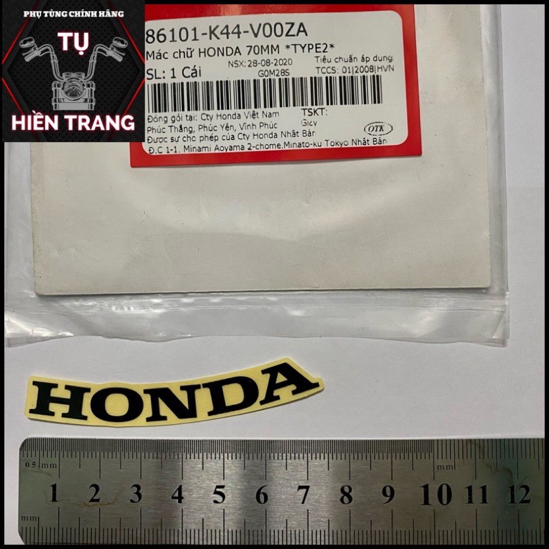 TEM CHỮ HONDA CONG DÁN MẶT NẠ MÀU ĐEN/BẠC NỀN TRONG ZIN CHÍNH HÃNG HONDA