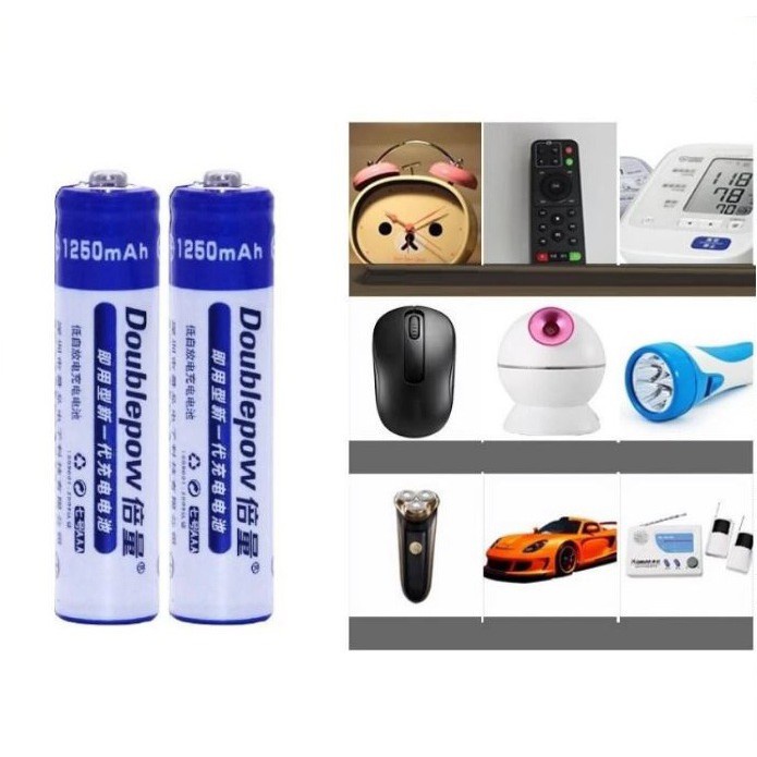 Pin tiểu sạc dung lượng cao chính hãng Doublepow AAA 1250mAh
