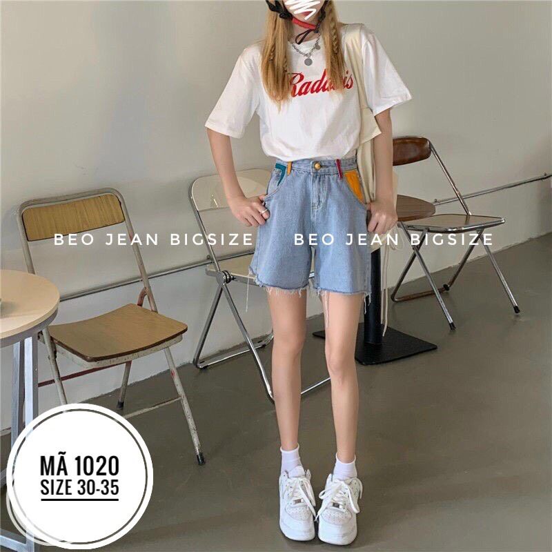 QUẦN SORT JEAN BIGSIZE  LƯNG CAO TÚI MÀU SIU XINH