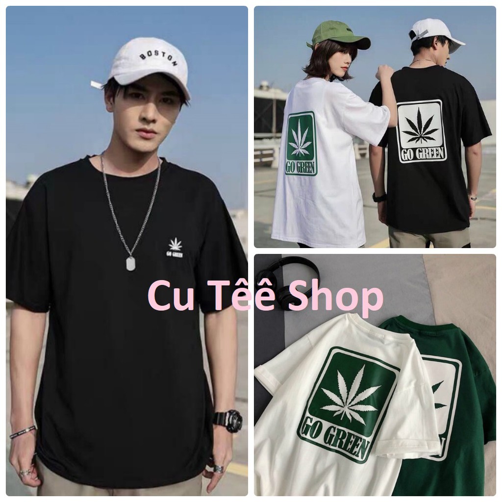 Áo thun unisex dáng rộng Cỏ Go Green cotton hot trend
