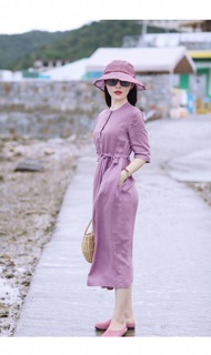 Váy linen Tím siêu xinh [ chất linen+hàng thiết kế]
