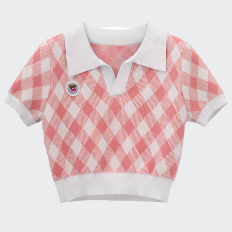 Áo Sơ Mi Dệt Kim Ngắn Tay Cổ Chữ V Thời Trang Mùa Hè 2022