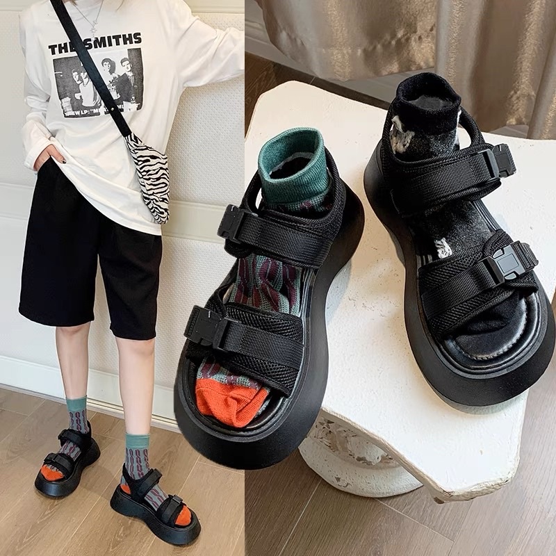 Sandal nữ đế bự cao thời trang dễ phối đồ phong cách năng động quai vải phù hợp mọi lứa tuổi #9859