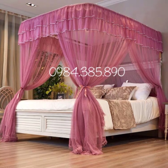 Màn khung không khoan tường 2 cột cao cấp ; mùng khung