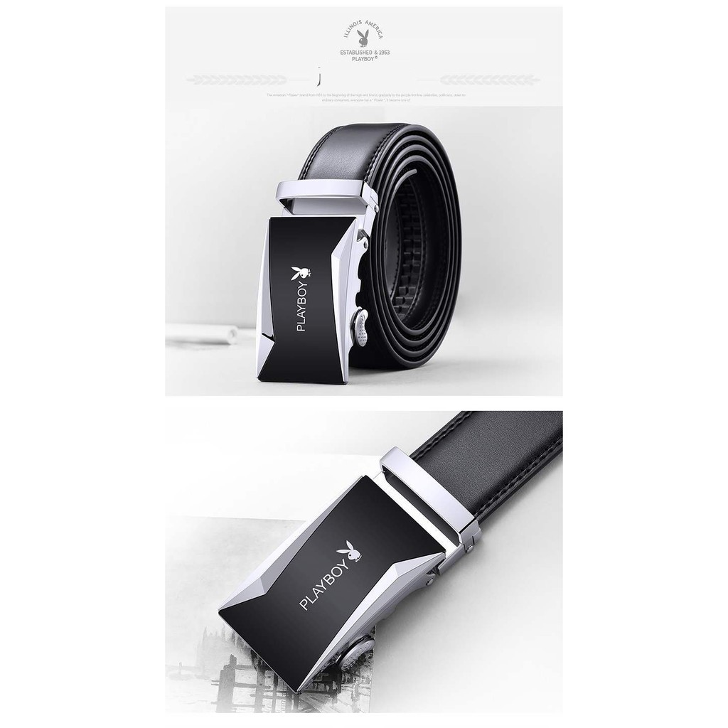 Thắt Lưng Da Nam Khóa Tự Động Cao Cấp Dây Nịt Nam Da Bò 100% Chính Hãng Play Boy Nam Tính GG-9K G