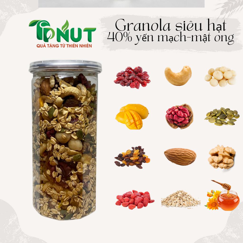500gram Granola siêu hạt TPNut (có loại không yến mạch) - Ăn kiêng không đường