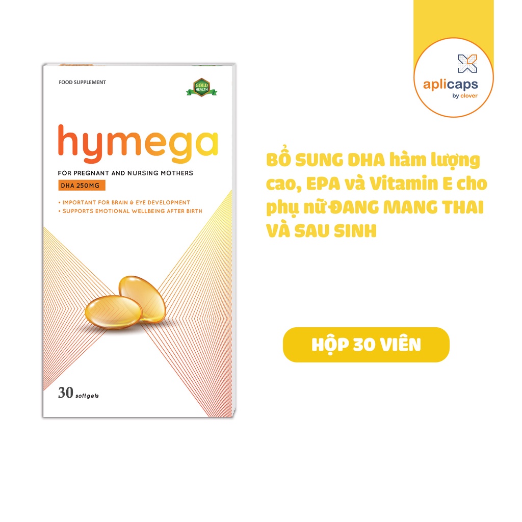 Viên uống bổ sung DHA hàm lượng cao tinh khiết, EPA, vitamin E Aplicaps Hymega hộp 30 viên