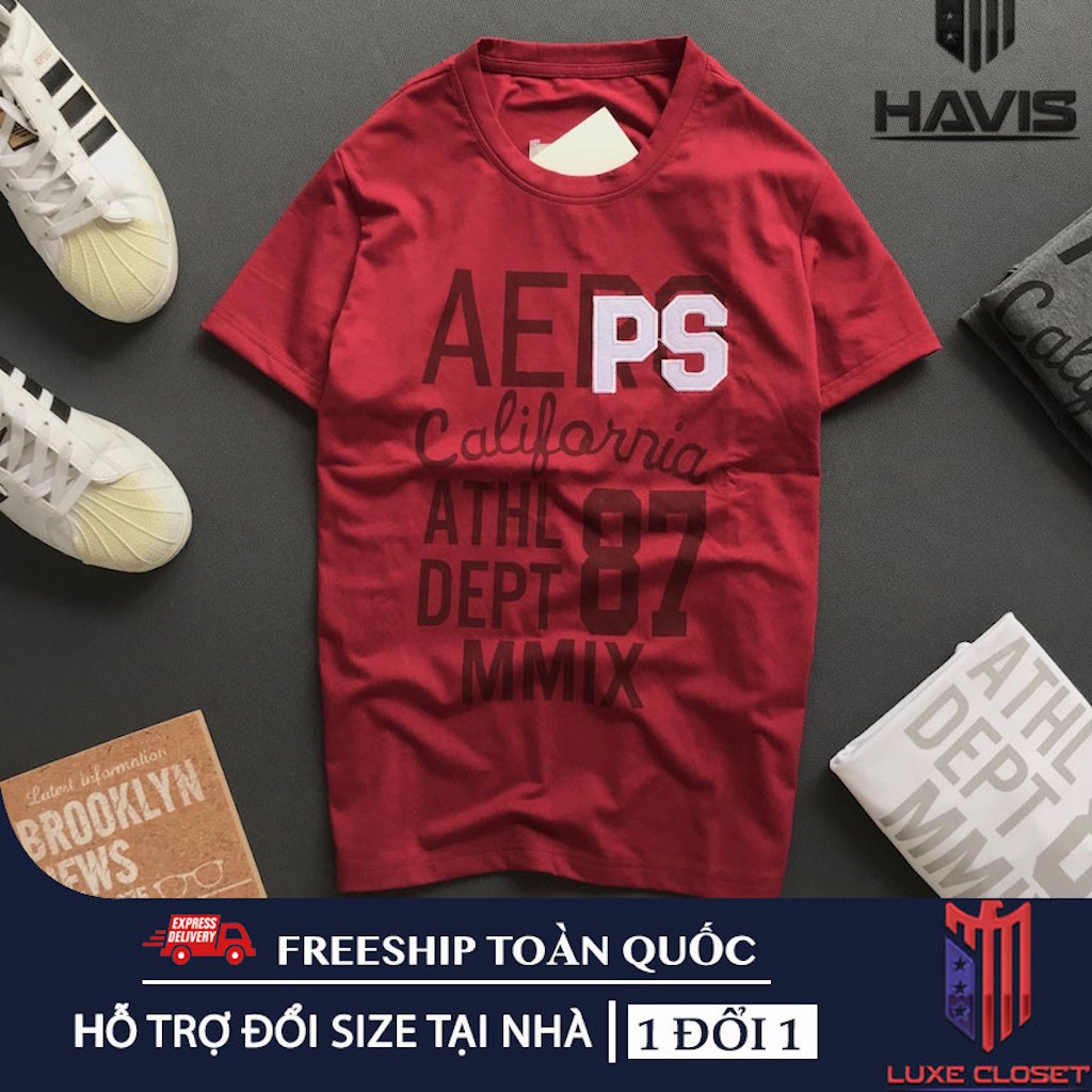 Áo thun nam tay ngắn Havis phối hoạ tiết in và thêu mẫu mới năng động ASTD054 | BigBuy360 - bigbuy360.vn