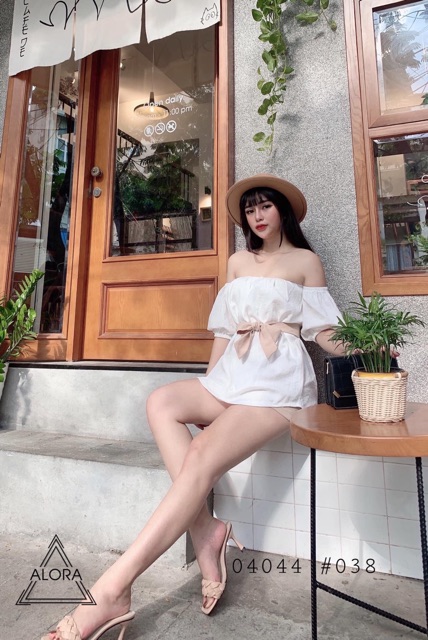 [Mã FAGREEN245 giảm 10% tối đa 30K đơn 99K] S313 Set Áo Trễ Vai Tay Bay Phối Quần Sooc Nữ Kèm Đai Rời Siêu Xinh | BigBuy360 - bigbuy360.vn