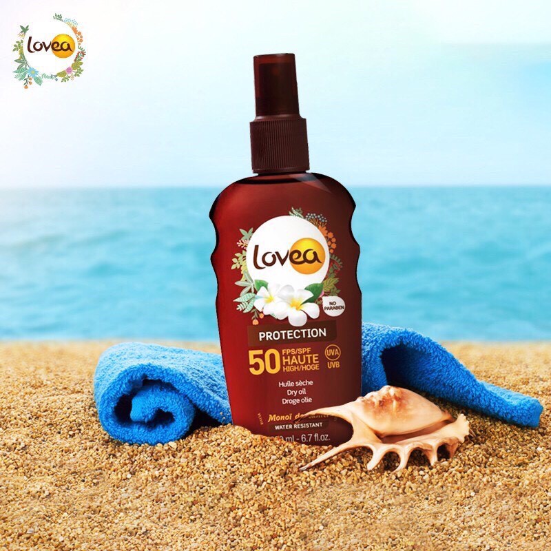 Dầu khô chống nắng cao cấp Lovea từ hoa sứ trắng SPF50 làm mềm mịn da không nhờn dính 200ml