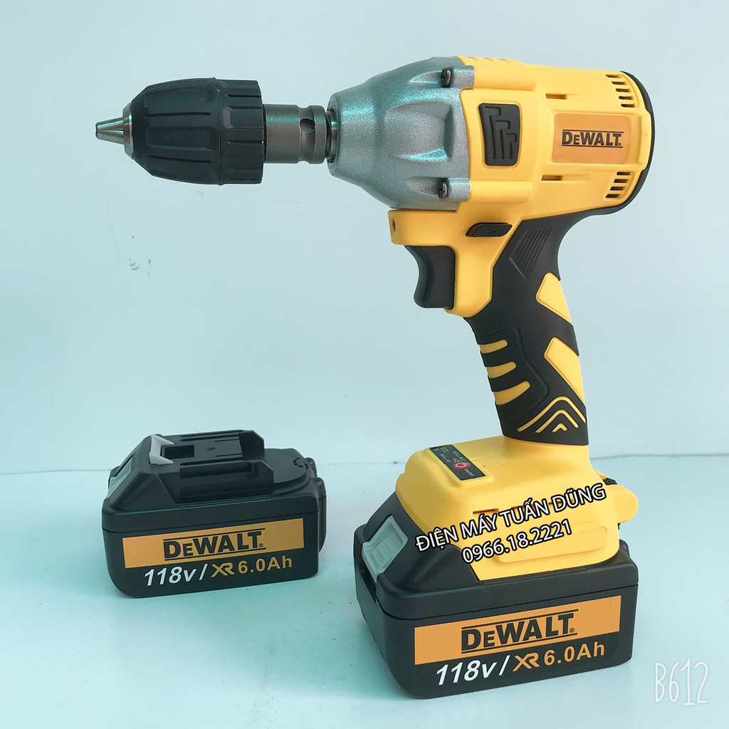 Máy bắn vít pin Dewalt 118V Không Chổi Than KÈM 5 ĐẦU KHẨU VÀ BỘ ĐẦU CHUYỂN ĐỔI