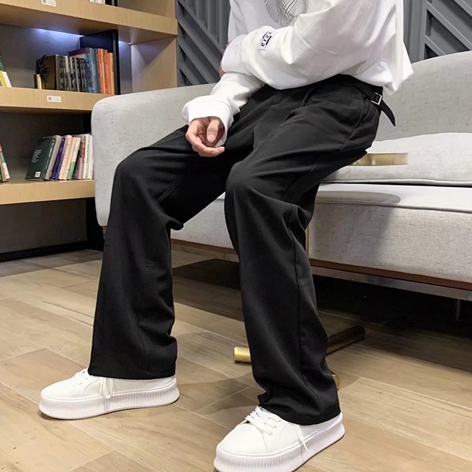 Quần Dài Nam Nữ Màu Trơn quần ống suông Dáng Rộng quần thể thao nam dài Nam Phong Cách Hàn Quốc quần dài Thời Trang quần bo nam