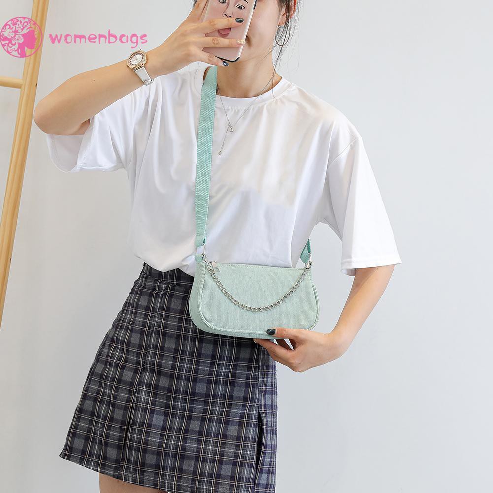 Túi đeo chéo vải nhung màu trơn có khóa kéo nhỏ nhắn thanh lịch thời trang cho nữ | BigBuy360 - bigbuy360.vn