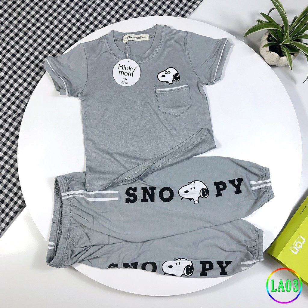 Bộ Tay cộc quần dài THUN LẠNH MINKY MOM ALIBABA SNOPPY CHO BÉ TRAI/BÉ GÁI