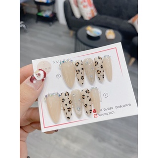 Móng úp thiết kế nailbox da beo thạch đính đá
