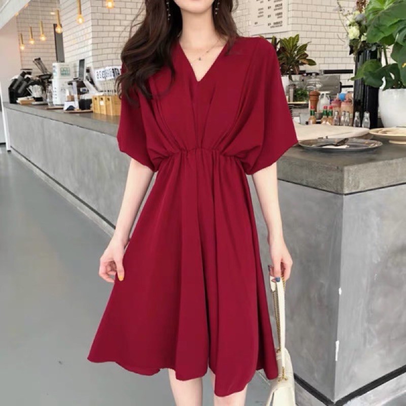 Đầm Cánh Dơi Dáng Dài Cổ Chữ V - Thời Trang Trẻ Trung Cho Nữ